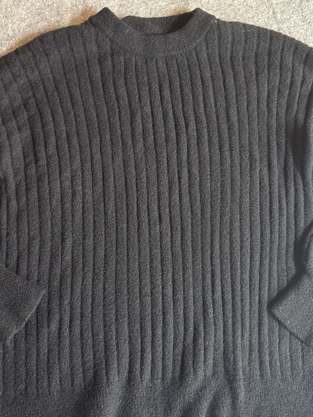 aerie Black Ribbed Crewneck Sweater